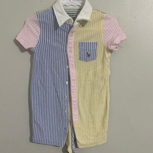 Ralph Lauren Green and Yellow Striped Romper
